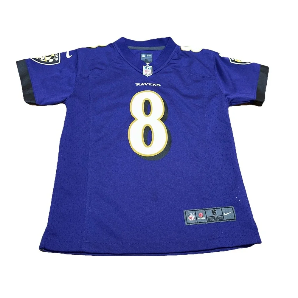 Nike NFL On Field Purple Jersey Baltimore Ravens #8 Lamar Jackson Youth Small‎ 8